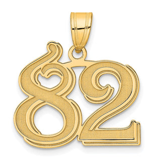 14k Yellow Gold Polished Etched Number 82 Pendant