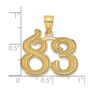 14k Yellow Gold Polished Etched Number 83 Pendant