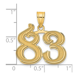 14k Yellow Gold Polished Etched Number 83 Pendant
