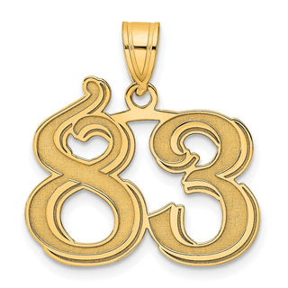 14k Yellow Gold Polished Etched Number 83 Pendant