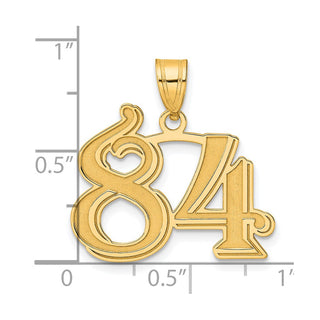 14k Yellow Gold Polished Etched Number 84 Pendant