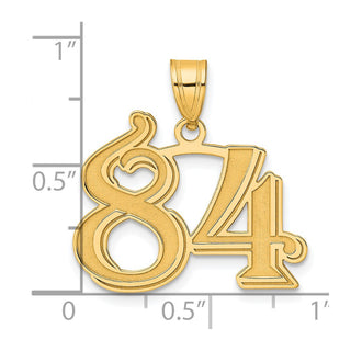 14k Yellow Gold Polished Etched Number 84 Pendant