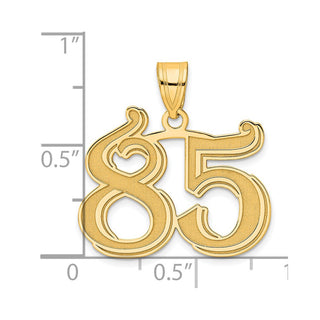 14k Yellow Gold Polished Etched Number 85 Pendant