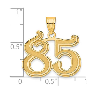 14k Yellow Gold Polished Etched Number 85 Pendant