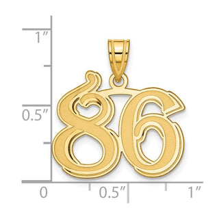 14k Yellow Gold Polished Etched Number 86 Pendant