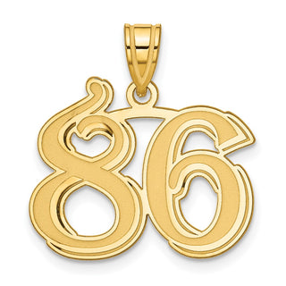 14k Yellow Gold Polished Etched Number 86 Pendant