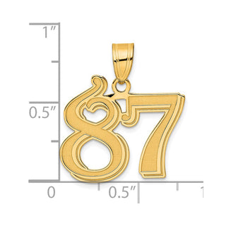 14k Yellow Gold Polished Etched Number 87 Pendant