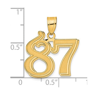 14k Yellow Gold Polished Etched Number 87 Pendant