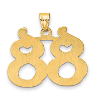 14k Yellow Gold Polished Etched Number 88 Pendant