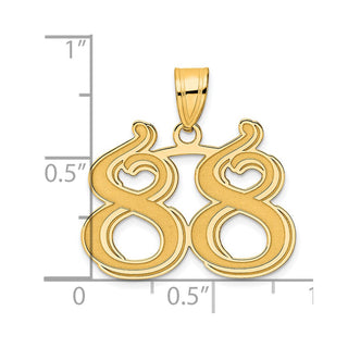 14k Yellow Gold Polished Etched Number 88 Pendant