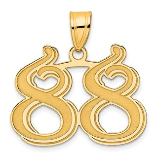 14k Yellow Gold Polished Etched Number 88 Pendant
