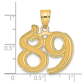 14k Yellow Gold Polished Etched Number 89 Pendant