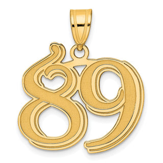 14k Yellow Gold Polished Etched Number 89 Pendant
