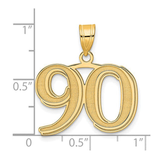 14k Yellow Gold Polished Etched Number 90 Pendant