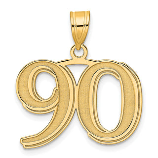 14k Yellow Gold Polished Etched Number 90 Pendant