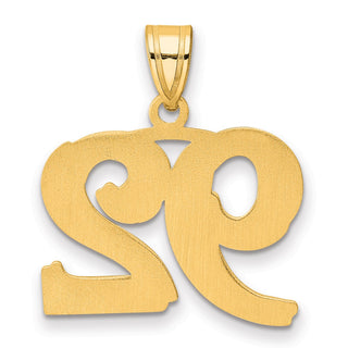 14k Yellow Gold Polished Etched Number 92 Pendant