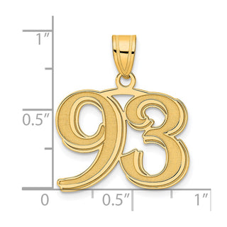 14k Yellow Gold Polished Etched Number 93 Pendant