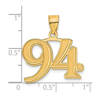 14k Yellow Gold Polished Etched Number 94 Pendant