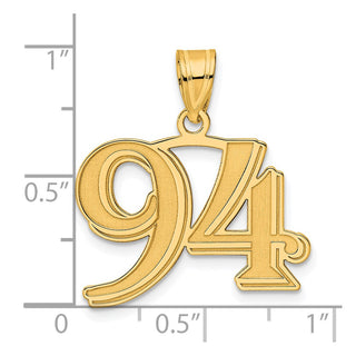 14k Yellow Gold Polished Etched Number 94 Pendant