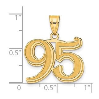 14k Yellow Gold Polished Etched Number 95 Pendant