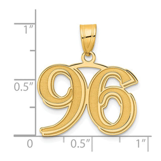 14k Yellow Gold Polished Etched Number 96 Pendant