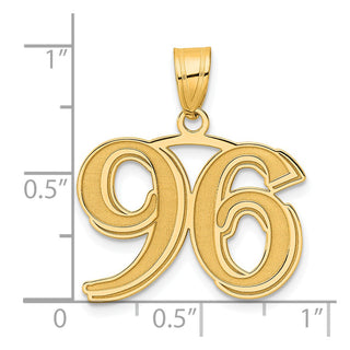 14k Yellow Gold Polished Etched Number 96 Pendant
