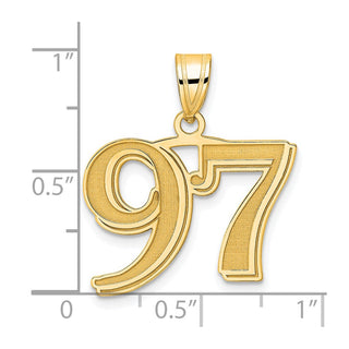 14k Yellow Gold Polished Etched Number 97 Pendant