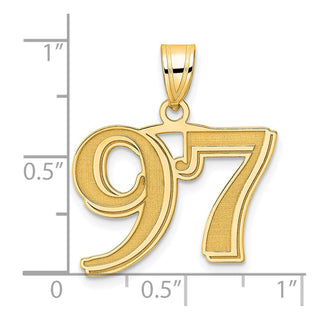 14k Yellow Gold Polished Etched Number 97 Pendant