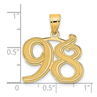14k Yellow Gold Polished Etched Number 98 Pendant