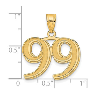 14k Yellow Gold Polished Etched Number 99 Pendant
