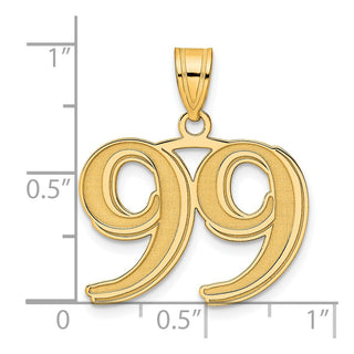 14k Yellow Gold Polished Etched Number 99 Pendant