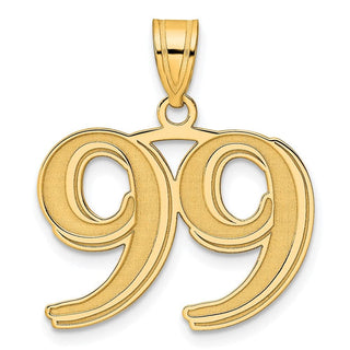 14k Yellow Gold Polished Etched Number 99 Pendant