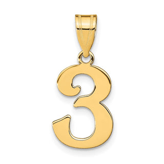 14k Yellow Gold Polished Number 3 Pendant APN03