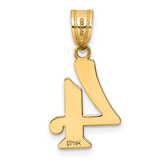 14k Yellow Gold Polished Number 4 Pendant APN04