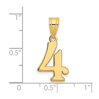 14k Yellow Gold Polished Number 4 Pendant APN04