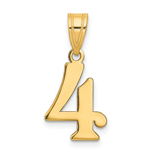 14k Yellow Gold Polished Number 4 Pendant APN04