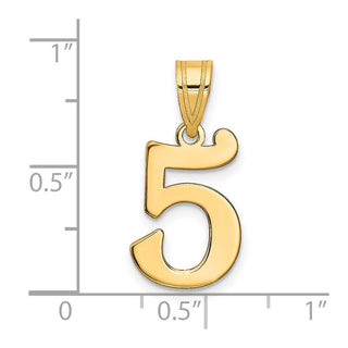 14k Yellow Gold Polished Number 5 Pendant APN05