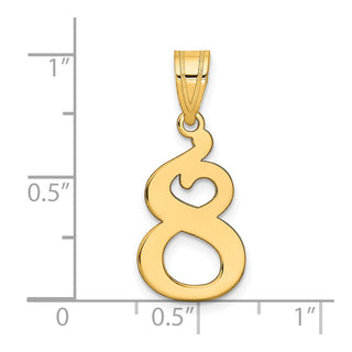 14k Yellow Gold Polished Number 8 Pendant APN08