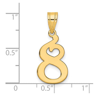 14k Yellow Gold Polished Number 8 Pendant APN08
