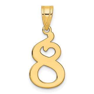 14k Yellow Gold Polished Number 8 Pendant APN08