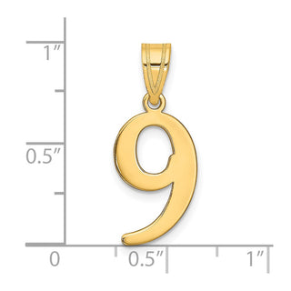 14k Yellow Gold Polished Number 9 Pendant APN09