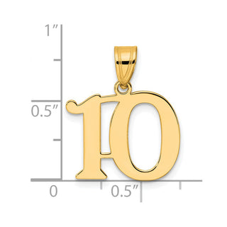 14k Yellow Gold Polished Number 10 Pendant APN10