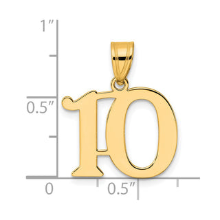 14k Yellow Gold Polished Number 10 Pendant APN10