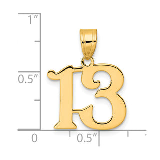 14k Yellow Gold Polished Number 13 Pendant APN13