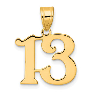 14k Yellow Gold Polished Number 13 Pendant APN13