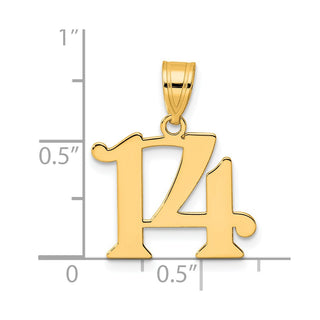 14k Yellow Gold Polished Number 14 Pendant