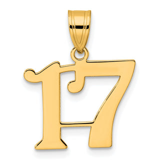 14k Yellow Gold Polished Number 17 Pendant