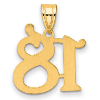 14k Yellow Gold Polished Number 18 Pendant