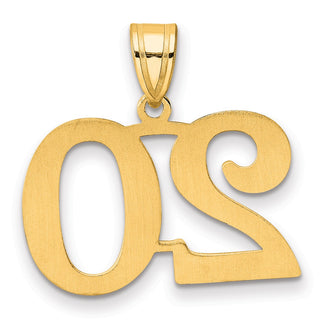 14k Yellow Gold Polished Number 20 Pendant APN20