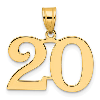 14k Yellow Gold Polished Number 20 Pendant APN20